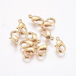 Real 18K Gold Plated Brass Lobster Claw Clasps, Real 18K Gold Plated, 10x6x2.5mm, Hole: 1mm