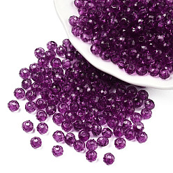 Pourpre Perles acryliques transparentes, facette, rondelle, pourpre, 4x3.5mm, Trou: 1.5mm, environ14000 pcs / 500 g