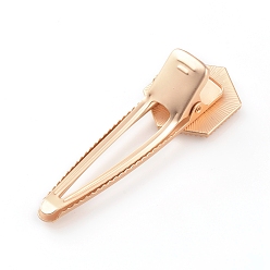 Matte Light Gold Zinc Alloy Alligator Hair Clip Findings, Cabochon Settings, For DIY Epoxy Resin, DIY Hair Accessories Making, Hexagon, Matte Light Gold, 72x23x15mm, Inner Diameter: 23x20mm