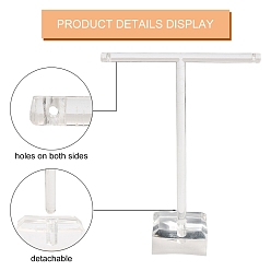 Clear T Bar Organic Glass Earring Display Stand, T Bar with Two Holes, Clear, 6x9cm, 8x11cm, 2pcs/set