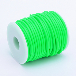 Лайм Полая труба ПВХ трубчатый синтетический каучуковый шнур, обернутый вокруг белой пластиковой катушке, желто-зеленые, 4 мм, отверстие : 2 мм, около 16.4 ярдов (15 м) / рулон