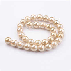 Bisque Glass Beads Strands, Round, Bisque, 10mm, Hole: 1mm, about 40pcs/strand, 15.35 inch~15.7 inch(39cm~40cm)