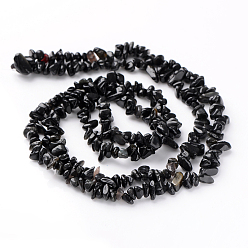 Obsidian Natural Obsidian Bead Strands, Chips, 5~10mm, Hole: 0.8mm, 31.5 inch