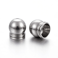 Stainless Steel Color 304 Stainless Steel Cord End Caps, Stainless Steel Color, 8.5x8mm, Hole: 6mm