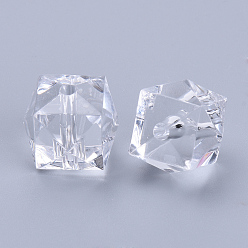 Clair Perles acryliques transparentes, facette, cube, clair, 20x20x18mm, trou: 2.5 mm, environ 120 pcs / 500 g