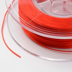 Orange Red Japanese Eco-Friendly Dyed Flat Elastic Crystal String, Elastic Beading Thread, for Stretch Bracelet Making, Flat, Orange Red, 0.6mm, about 60m/roll(65.62yards/roll)