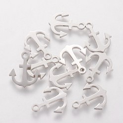 Stainless Steel Color 201 Stainless Steel Charms, Anchor, Stainless Steel Color, 14x11.2x1mm, Hole: 1.5mm