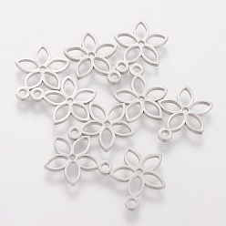 Stainless Steel Color 201 Stainless Steel Charms, Flower, Stainless Steel Color, 13x11x1mm, Hole: 1.5mm