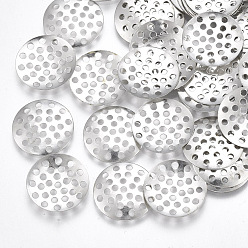 Platinum Iron Finger Ring/Brooch Sieve Findings, Perforated Disc Settings, Nickel Free, Platinum, 14x1mm, Hole: 1.2mm