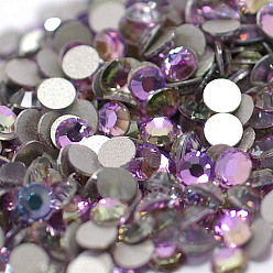 Violet Glass Flat Back Rhinestone, Grade A, Back Plated, Faceted, Half Round, Violet, 4.6~4.8mm, about 1440pcs/bag
