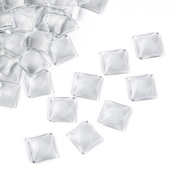 Clear Transparent Glass Square Cabochons, Clear, 30x30x7mm