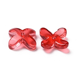 Red Glass Beads, for Jewelry Making, Flower, Red, 9.5x9.5x3.5mm, Hole: 1mm