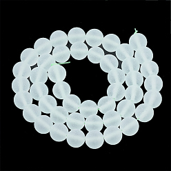 Other Watermelon Stone Glass Green Watermelon Stone Glass Beads Strands, Frosted, Round, 10mm, Hole: 1.2mm, about 37~40pcs/strand, 14.9~15.1 inch(38~38.5cm)
