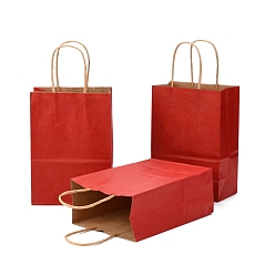 Темно-Красный Бумажные мешки, подарочные пакеты, сумки для покупок, с ручками, темно-красный, 15x8x21 см