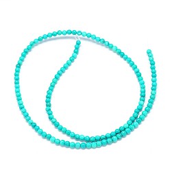 Medium Turquoise Natural Magnesite Round Bead Strands, Dyed & Heated, Medium Turquoise, 3mm, Hole: 0.5mm, about 133pcs/strand, 15.55 inch