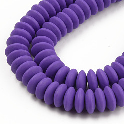 Medium Purple Handmade Polymer Clay Beads Strands, Flat Round, Medium Purple, 8.5~9x3.5mm, Hole: 1.6mm, about 112pcs/strand, 15.75 inch~16.14 inch(40~41cm)