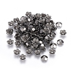 Gunmetal Alloy Bead Caps, Cadmium Free & Lead Free, Flower, Gunmetal, 10x10x3mm, Hole: 1.5mm