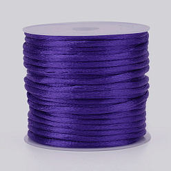 Mauve Nylon Cord, Satin Rattail Cord, for Beading Jewelry Making, Chinese Knotting, Mauve, 1mm, about 32.8 yards(30m)/roll