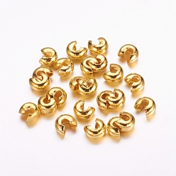 Golden Iron Crimp Beads Covers, Nickel Free, Golden, 5mm In Diameter, Hole: 1.5~1.8mm
