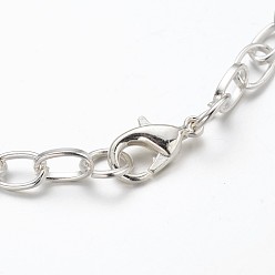 Silver Iron Bracelet Making, with Lobster Claw Clasps, Silver, 8-1/8 inch(20.5cm)
