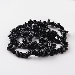 Black Nuggets Black Glass Bead Strands, Black, 4~6x8~12x2~4mm, Hole: 1mm, about 34.6 inch