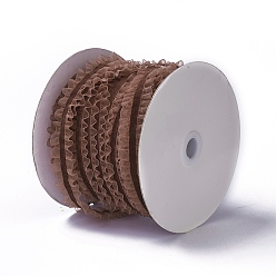 Coconut Brown Nylon Elastic Ribbon, with Lace, for Jewelry Making, Coconut Brown, 1 inch(25mm), 50yards/roll(45.72m/roll)