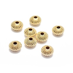 Rempli D'or Véritable Perles ondulées fourrées d'or jaune, 1/20 14 k rempli d'or, sans cadmium et sans nickel et sans plomb, rondelle, 6x3.5mm, Trou: 1.4mm