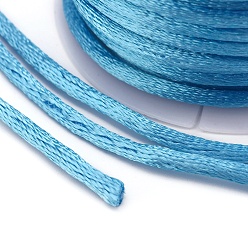 Deep Sky Blue Nylon Cord, Satin Rattail Cord, for Beading Jewelry Making, Chinese Knotting, Deep Sky Blue, 1mm, about 32.8 yards(30m)/roll