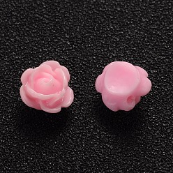 Hot Pink Opaque Resin Beads, Rose Flower, Hot Pink, 9x7mm, Hole: 1mm