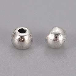 Antique Silver Tibetan Style Alloy Spacer Beads, Cadmium Free & Lead Free, Barrel, Antique Silver, 5x4mm, Hole: 2mm