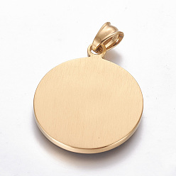 Golden 304 Stainless Steel Pendants, with Enamel, Flat Round with Praying hands, Golden, 38x32x3mm, Hole: 5x7mm