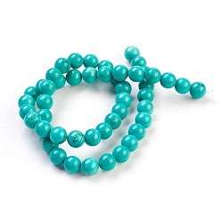 Turquoise Natural Magnesite Beads Strand, Round, Dyed & Heated, Turquoise, 8mm, Hole: 1mm