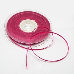 Rose Foncé Ruban gros-grain fil double tranchant d'argent pour la décoration de fête de mariage, rose foncé, 1/4 pouce (6 mm), environ 100 yards / rouleau (91.44 m / rouleau)