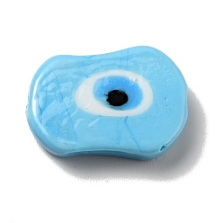 Светло-Голубой Ручной зло бусины глаз, овальные, Небесно-голубой, 18x25x5 мм, отверстие : 1.6 мм