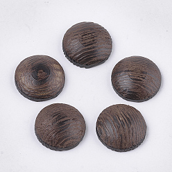 Coconut Brown Wenge Wood Cabochons, Undyed, Flat Round, Coconut Brown, 14.5x4.5mm