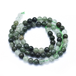 Quartz Rutilated Naturels verts quartz rutile brins de perles, ronde, 6mm, Trou: 1mm, Environ 63~70 pcs/chapelet, 15.35 pouce (39 cm)