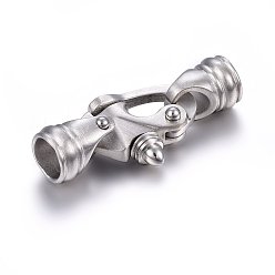 Stainless Steel Color 304 Stainless Steel Clasps, Frosted, Stainless Steel Color, 36x15x9mm, Hole: 6.5mm