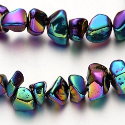 Plaqué Multicolore Galvanoplastie non magnétiques hématite synthétique brins de perles, puce, multi-couleur plaquée, 4~12mm, Trou: 1mm, Environ 69 pcs/chapelet, 15.7 pouce