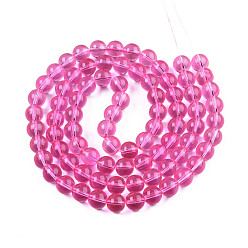 Rose Chaud Cuisson peints en verre transparent brins de perles rondes, rose chaud, 4.5~5mm, Trou: 1mm, Environ 210 pcs/chapelet, 31.4 pouce