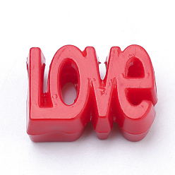 Mixed Color Opaque Acrylic European Beads, Large Hole, Word Love, Mixed Color, 16.5x11.5x7mm, Hole: 5mm, about 600pcs/500g