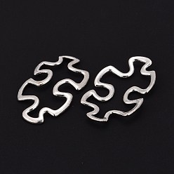 Antique Silver Tibetan Style Alloy Linking Rings, Cadmium Free & Nickel Free & Lead Free, Autism Puzzle Jigsaw, Antique Silver, 30x18x3mm