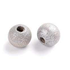 Gray Round Natural Wood Beads, Dyed, Lead Free, Gray, 7~8x8~9mm, Hole: 2~3mm, about 3000pcs/500g