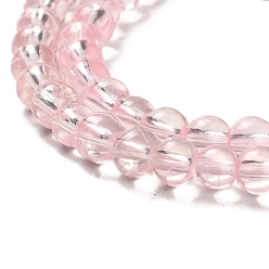 Pink Drawbench Transparent Glass Beads Strands, Spray Painted, Round, Pink, 4mm, Hole: 1.1~1.3mm, 31.4 inch