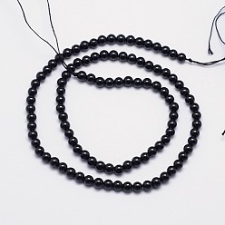 Tourmaline Natural Black Tourmaline Round Bead Strands, Grade AB+, 6mm, Hole: 1mm, about 63pcs/strand, 15.5 inch