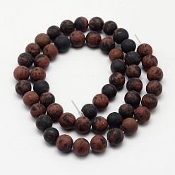 Mahogany Obsidian Natural Mahogany Obsidian Beads Strands, Frosted, Round, 10mm, Hole: 1mm, about 38pcs/strand, 14.9 inch