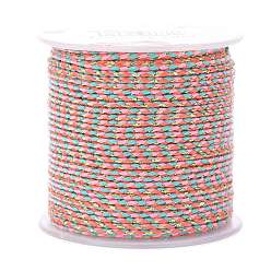 Pink 4-Ply Polycotton Cord, Handmade Macrame Cotton Rope, with Gold Wire, for String Wall Hangings Plant Hanger, DIY Craft String Knitting, Pink, 1.5mm, about 21.8 yards(20m)/roll