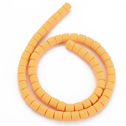 Orange Polymère main brins d'argile de perles, colonne, orange, 6.5x6mm, Trou: 1.2mm, Environ 61 pcs/chapelet, 15.75 pouce (40 cm)