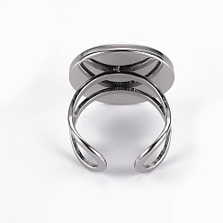 Stainless Steel Color 201 Stainless Steel Cuff Pad Ring Settings, Laser Cut, Stainless Steel Color, Tray: 18mm, US Size 7 1/4(17.5)~US Size 8(18mm)