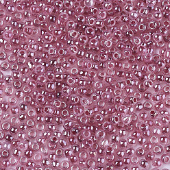 Pale Violet Red 12/0 Imitation Jade Glass Seed Beads, Luster, Dyed, Round, Pale Violet Red, 2mm, Hole: 1mm, about 40000pcs/bag