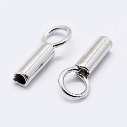 Rhodium Plated Rhodium Plated 925 Sterling Silver Cord Ends, Platinum, 6.5x3mm, Hole: 2mm, Inner Diameter: 2.5mm